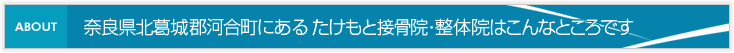 奈良県北葛城郡河合町にある たけもと接骨院・整体院はこんなところです